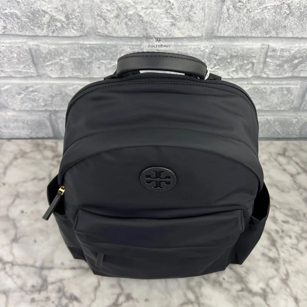 Tory Burch Ella Nylon Backpack In Black - Picture 2 of 13